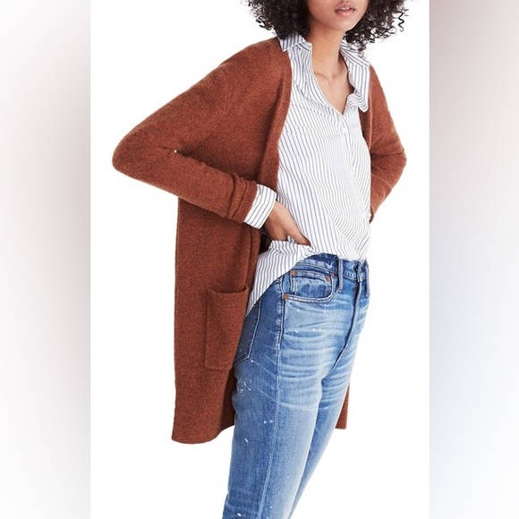 Madewell Kent Cardigan Sweater in Heather Clay brown - Picture 2 of 5
